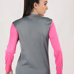 chkokko Women Colorblock Round Neck Polyester Pink T-Shirt image 3