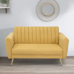 casacraft from pepperfry Fidel Chenille Fabric 2 Seater Sofa In Camel Yellow Colour-picture-22