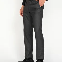 park avenue Men Regular Fit Grey Viscose Rayon Trousers image 3