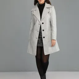 honnete 100 % Polyester Solid Coat For Women-picture-42