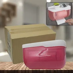 deodap 2-in-1 Waterproof Tissue Dispenser With Phone Shelf | Wall-mounted Holder (1 Pc) Plastic Toilet Paper Holder image 1