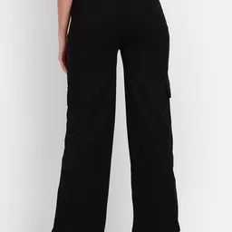 next one Women Loose Fit Black Lycra Blend Trousers image 2