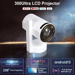 BeeTV 4K Android Dual Band WiFi6G (400 ANSI) Netflix Prime YouTube Auto Keystone (8400 lm / 1 Speaker / Wireless / Remote Controller) Portable Projector image 2