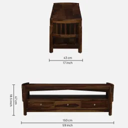 woodsworth from pepperfry Haslev Sheesham Wood TV Unit In Scratch Resistant Provincial Teak Finish image 2