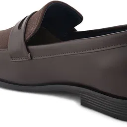 here&now Brown Suede Formal Slip Ons Loafers For Men image 4