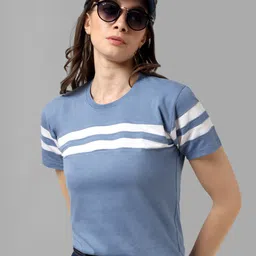 metronaut Striped Women Round Neck Pure Cotton Multicolor T-Shirt-picture-14