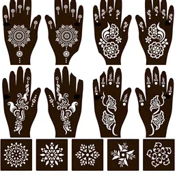 mehendiaura Mehandi AURA Stencil For Female hands bridal, Mehendi Design Sticker Stencil MEHENDI AURA - F67 Herbal, Natural Stencil-picture-25