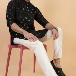 tasva fab Men Embroidered Cotton Blend Straight Kurta image 3