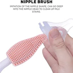 baybee 2 in 1 Silicone Baby Feeding Bottle & Nipple Cleaner Brush Easy Grip 360degree image 3