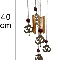 vyne Combo Of Buddha 5 Pipe Wind Chime & Om Rudraksha 5 Pipe Windchime For Good Luck Brass Windchime image 2