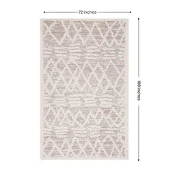 sapana carpet-mats Beige Geometrical Polyester 6 ft x 9 ft Machine Made Carpet image 3