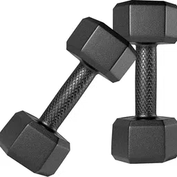 cloverbyte Black HEX PVC ll Set, 1 Pair , Hex , Home Gym 3KGS X 2PCS Fixed Weight Dumbbell-picture-13