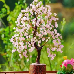 Pink Quartz Stone Fortune Crystal Tree Showpiece by Muren image 1