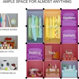 etoly 6-Door 8-Shelf Plastic almirah for kids, almirah of clothes ,cupboard clothes PC Collapsible Wardrobe image 4