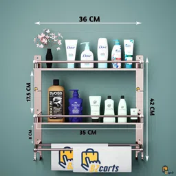 bzcarts SS304 Triple Layer Shelf | Bathroom Rack Shelf | Rust-Proof Bathroom Accessories Stainless Steel Wall Shelf image 4