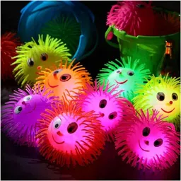 hey tada Squishy Puffer Ball Toys with Smiling Face, Pink and Green, multicolor Rattle image 4