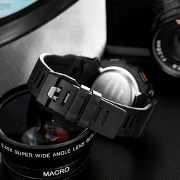 zyla Blue Square Digital Dial Sport Chronograph Stop Watch,Shockproof Digital Watch - For Men Silicone Strap Hybrid Multi Function Working Premium Quality LED Luminous Light image 2