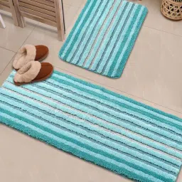 saral home Aqua Geometric Microfiber 2Pcs Inches AntiSkid Bath Mats-picture-17