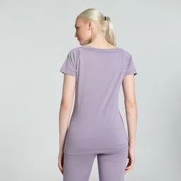 puma Women Solid Crew Neck Polyester Purple T-Shirt image 4