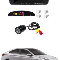 AYW 7 inches Car Rear View Full HD Touch Mirror Mount Screen with Camera and white sensors for Hyundai Verna Fluidic Black, White LED-image-9