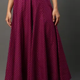 aurelia Women Relaxed Purple Pure Cotton Trousers-picture-14