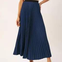 zwerlon Women Solid Flared Dark Blue Skirt-picture-26