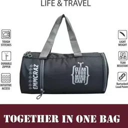 emmcraz Men & Women black Sports Duffel with Shoe Compartment & Detachable Belt image 5