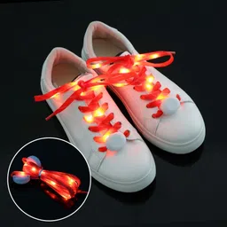 Augen LED Shoelaces Visibility Soft Nylon Light Up with 3 Modes for Disco Party (Red) Shoe Lace image 2