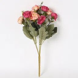 casacraft from pepperfry Maroon Fabric Artificial Stunning Rose Flower Bunch image 2