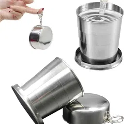 Stainless Steel Folding Glass with Lid Expandable Reusable for Travel Glass Water/Juice Glass-image-39