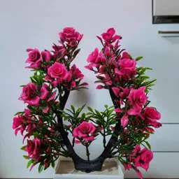 Pack of 1 pot ship plant pink living room decoration Pink Ballmum Artificial Flower with Pot-image-43