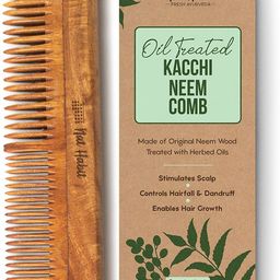 nat habit Kacchi Neem Comb, Wooden Comb | Hair Growth, Hairfall, Dandruff Control | Hair Straightening, Frizz Control | Comb for Men, Women | Treated with Neem Oil, Bhringraj & 17 Herbs (Dual Tooth)-picture-6