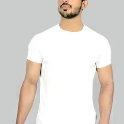 riva Men Solid Round Neck Cotton Blend White T-Shirt-picture-16