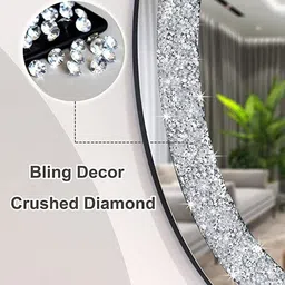 alfa design Smart Crystal LED Oval Mirror 24x18 Inch | Frontlit with 3 Color Light Modes Bathroom Mirror image 5