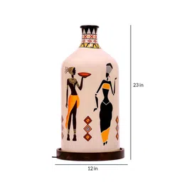posh n plush Hand Painted Laurentia White Glass Shade Table LED Lamp With Wooden Base image 5