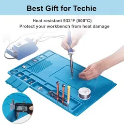 breewell Heat Resistant Soldering Mat Insulation Silicone Pad Maintenance Platform Magnetic Adsorption Point | Blue 25 W Simple image 2