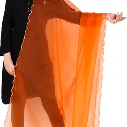 Organza Solid Orange Women Dupatta-image-30