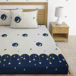 goddess decor Off White Abstract 240 TC Cotton Queen Sized Bed Sheets with 2 Pillow Covers image 2