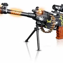 infideals Toy Machine Gun with Scope, Stand and Carrying Strap Flashing Lights, Sounds and Unique Revolving Rounds For Kids Guns & Darts-picture-21