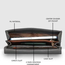 esbeda Women Casual Grey Artificial Leather Wallet image 4