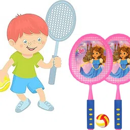 asian Fab Racket-Min Badminton Set Plastic for Indoor & Outdoor Play for Kids Multicolor Unstrung Badminton Racquet image 3