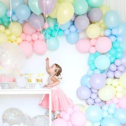 bash n splash Solid Premium Quality Multicolored Pastel Macron Balloon Pack Of 50 Balloon-picture-44