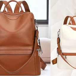 Medium 24 L Backpack Stylish Leather Backpack for College Office Travel Anti Theft-image-68