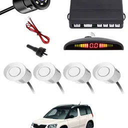 zplus Car Parking Sensors - Set of 4 with Reverse Parking Camera (White)-327 Safety of Passengers/Car One Alarm Kit-2501 Parking Sensor-picture-22