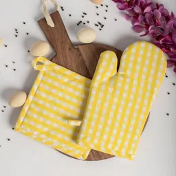 pixel home Yellow Cotton Kitchen Linen Set image 4