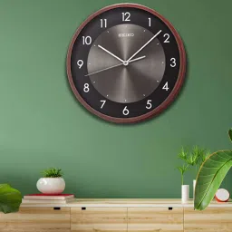 Metallic Black Dial Synthetic Wall Clock With Quiet Sweep QXA615Z By Seiko image 1