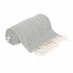 ambbi collections Grey Wool Plain Solid Pattern 68 x 52 Inch Throw image 2