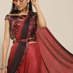 Grancy Brown Sequinned Ready to Wear Saree-picture-35