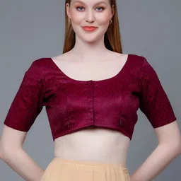 DUMMY SHAPE Woven Design Pure Cotton Maternity Saree Blouse-image-73