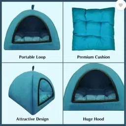 relexpet Cats Kittens Pet Hut House in Soft Velvet, Puppies and Small Dog Bed L Pet Bed image 5